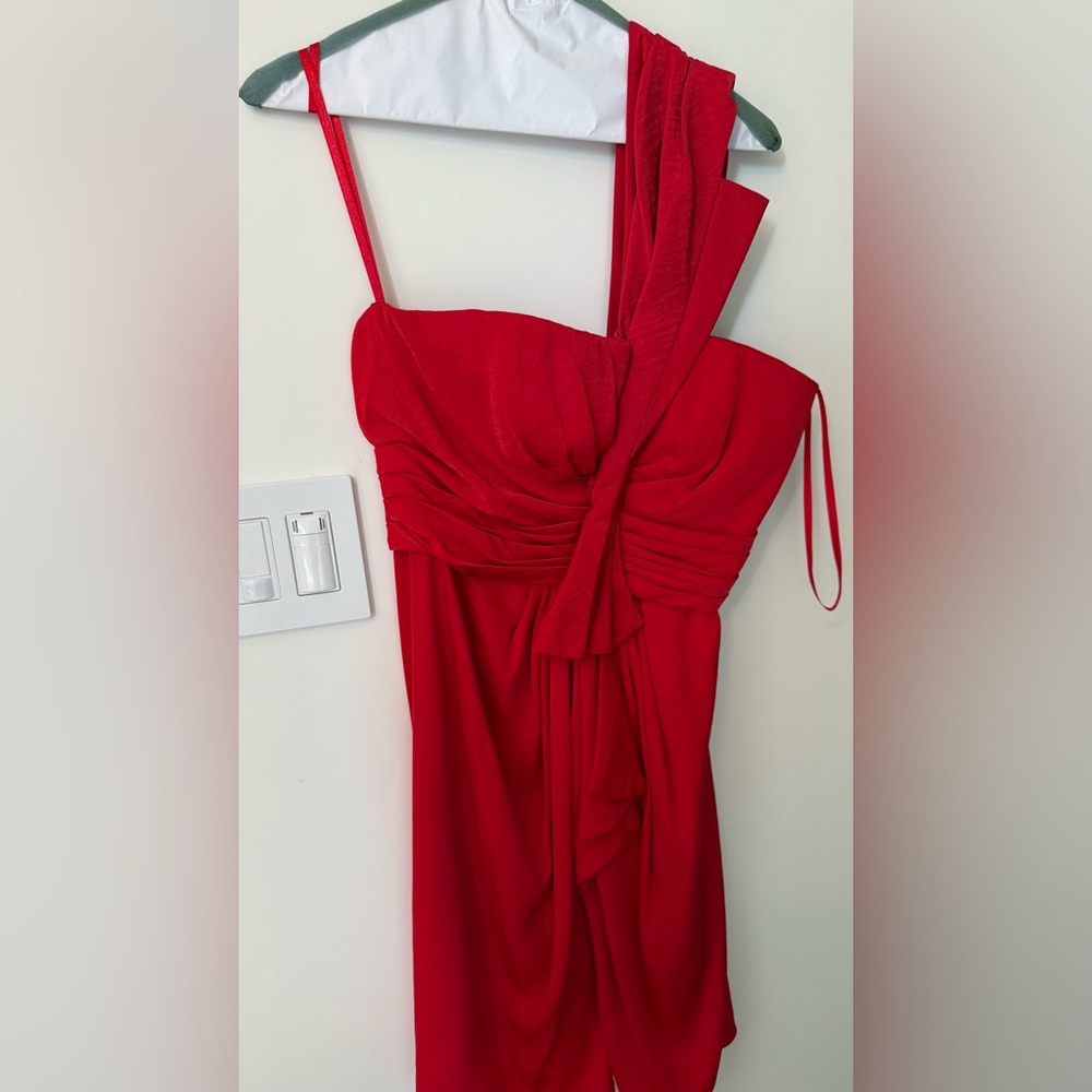 BCBGMaxAzria One Shoulder Red Dress